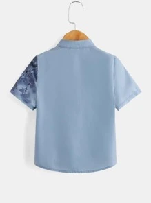 小男童植物圖案襯衫