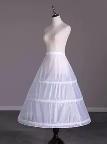 1 chiếc váy lót satin trắng cho nữ dùng cho váy cưới, đám cưới, cosplay, váy lót chữ A có ba vòng thép trang phục Halloween mùa thu dành cho nữ - trắng - Xem 4