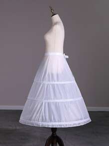 1 chiếc váy lót satin trắng cho nữ dùng cho váy cưới, đám cưới, cosplay, váy lót chữ A có ba vòng thép trang phục Halloween mùa thu dành cho nữ - trắng - Xem 5