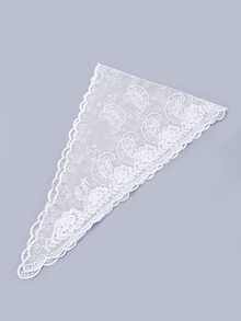 Dây buộc tóc viền sò điệp thêu hoa - trắng - Xem 3