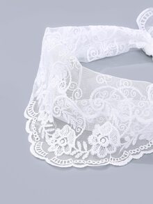 Dây buộc tóc viền sò điệp thêu hoa - trắng - Xem 6