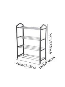 1pc Plastic Shoe Storage Rack, Minimalist Blue Multi-layer Shoe Shelf Organizer And Storage For Floor And Home - Blue - View 2