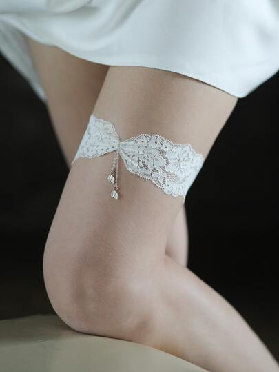 1pc Adjustable Lace Bridal Garter Leg Strap, Wedding Ceremony Party Accessory (Fits Thigh Circumference: 38-50cm),Summer,Beach,Elegant,Birthday