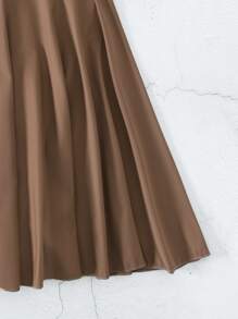 SHEIN Swim Summer Backless Ruffle Hem Halter Neck Backless Dress - Mocha Brown - View 7