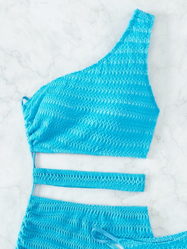 SHEIN Swim Chicsea Plain Cutout Bikini Swimsuit With Beach Skirt SHEIN USA