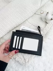 SOUTHLAND&KANGAROO Card Bag Zipper Coin Purse PU Two Tone Lightweight Portable Cash Money Card Coin Pocket Short Wallet Small Pouch Small Purse Pocket Wallet For Birthday Gift Anniversary On Valentine Day Malist Fashion For Teachers School Supplies Teacher Gifts Back To School Card Holder Wallet Business Card Holder Credit Card Holder Id Card Holder Women For Women Mini Wallet Card Wallet - Black and White - View 2