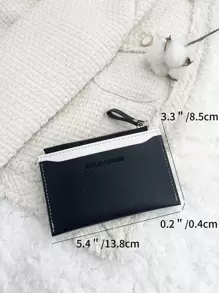 SOUTHLAND&KANGAROO Card Bag Zipper Coin Purse PU Two Tone Lightweight Portable Cash Money Card Coin Pocket Short Wallet Small Pouch Small Purse Pocket Wallet For Birthday Gift Anniversary On Valentine Day Malist Fashion For Teachers School Supplies Teacher Gifts Back To School Card Holder Wallet Business Card Holder Credit Card Holder Id Card Holder Women For Women Mini Wallet Card Wallet - Black and White - View 4