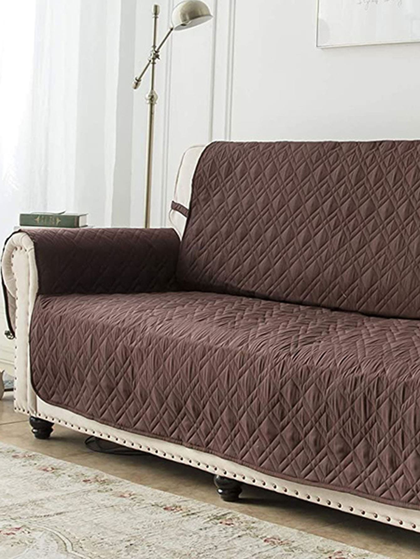 1 Hình Học Quilting Sofa Khăn Hiện Đại Sofa Sofa Chăn Cho Gia Đình, Tất Cả Các Mùa - Màu nâu Sô-cô-la - Xem 1