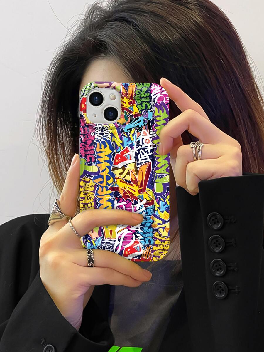 字母圖案絎縫手機殼 - 彩色 - 查看 1