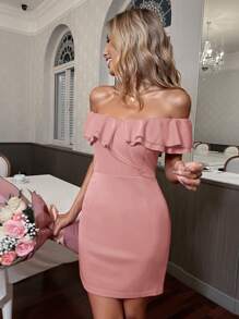 Breezaya Đầm Xù Dây kéo màu trơn Thanh lịch - Màu Hồng baby - Xem 3