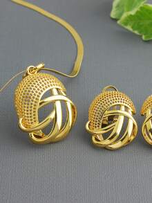 3pcs/set Men Hollow Out Jewelry Set - Yellow Gold - View 2