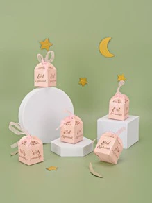 10入組/套紙質禮品盒字母圖形鏤空蝴蝶結裝飾開齋節派對禮品禮盒 - 淺粉色 - 查看 1