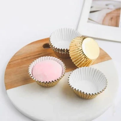 100pcs Gold & Silver Round Chocolate Paper Cups For Cakes