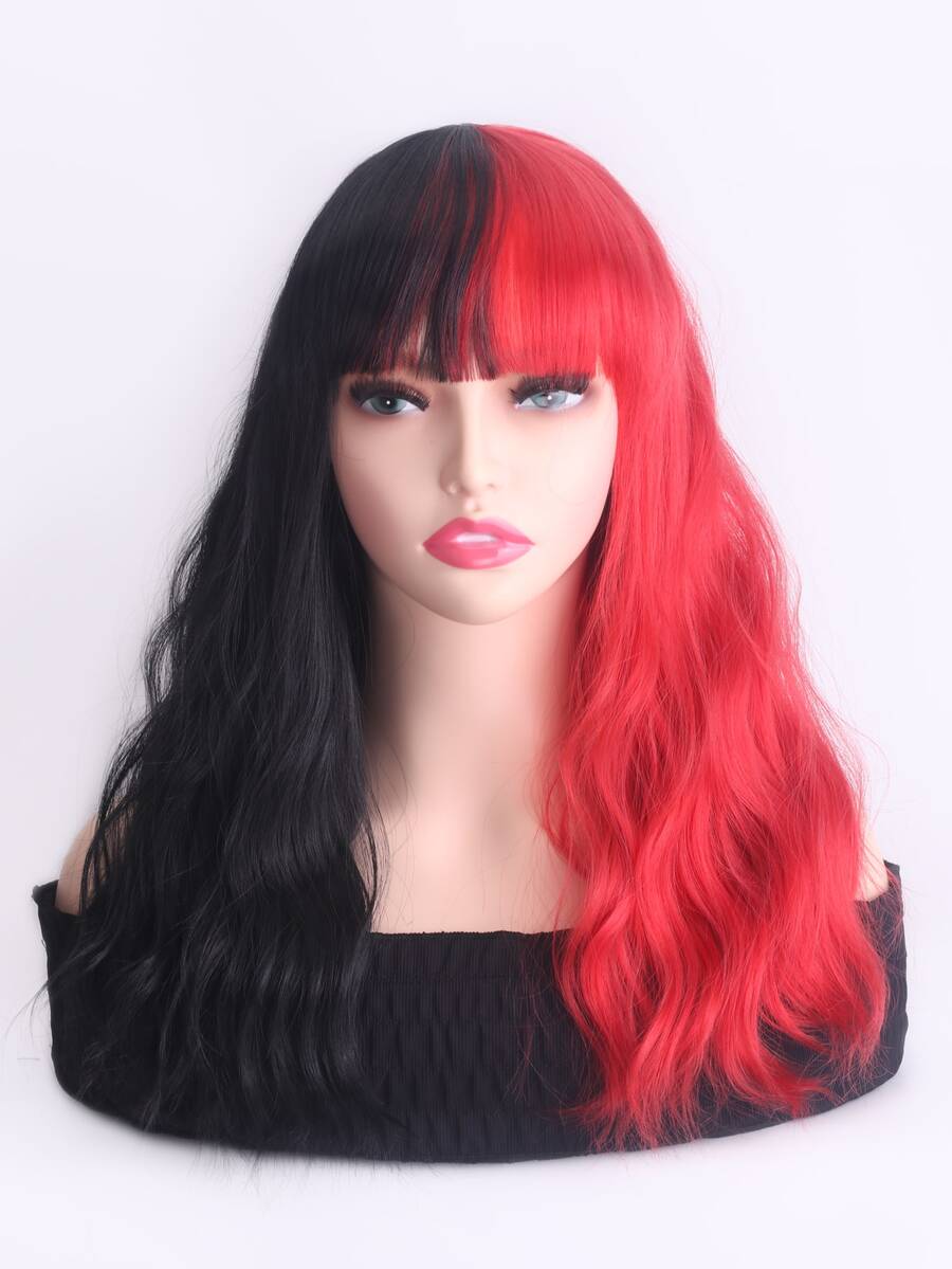 Peluca sintética largo ondulado con tupe - Multicolor - Ver 1