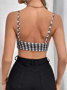 SHEIN Privé Women Corset Houndstooth Print Crop Cami Top