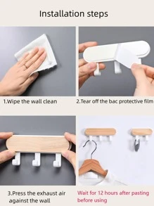 1pc 3 In 1 ABS Wall Hook, Modern Multifunction Punch Free Hook For Home - Black - View 4