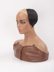 2入組短直筒合成纖維接髮 - 黑色 - 查看 3