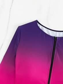 漸層前拉鍊連體泳衣