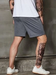 Manfinity Homme Men Plus Drawstring Waist Shorts - Dark Grey - View 2