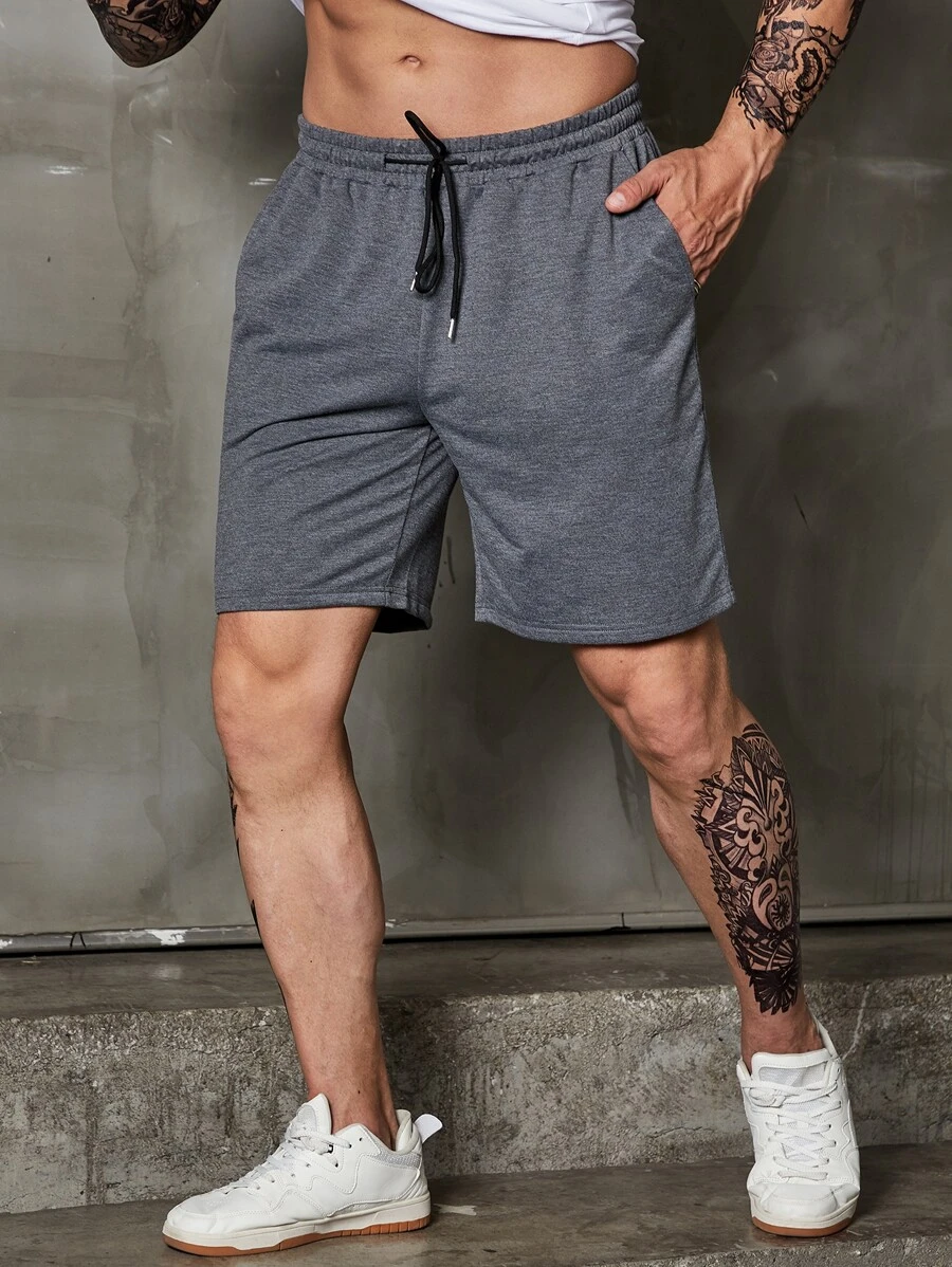 Manfinity Homme Men Plus Drawstring Waist Shorts - Dark Grey - View 1