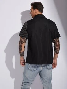 Manfinity Homme Men Plus Striped Print Shirt - Black - View 2