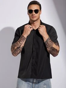 Manfinity Homme Men Plus Striped Print Shirt - Black - View 4