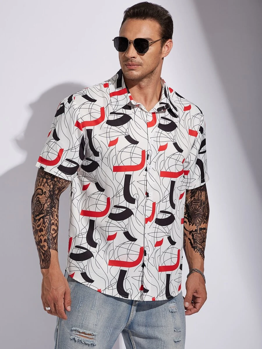 Manfinity Men Plus Allover Print Shirt - Multicolor - View 1