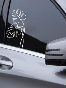 1sheet Leaf Pattern Car Sticker - White - View 2