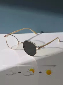 Metal Frame Photochromic Sunglasses Women's Sunglasses-The Perfect Travel Accessory For Women Elegant Sunglasses Beach Sun Glasses Beach Accessories For Women Sun Glasses Sunglasses Shades Fashionable Shade Elegant Outfit Family Outings Travel Vacation Holiday For Summer Beach Vacation,Outdoor,Travel - Pink - View 1