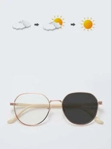 Metal Frame Photochromic Sunglasses Women's Sunglasses-The Perfect Travel Accessory For Women Elegant Sunglasses Beach Sun Glasses Beach Accessories For Women Sun Glasses Sunglasses Shades Fashionable Shade Elegant Outfit Family Outings Travel Vacation Holiday For Summer Beach Vacation,Outdoor,Travel - Pink - View 3