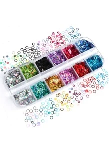 1box Ultra-Thin Holographic Round Sequins Colorful Mixed Size Nail Glitter Laser Hollow Circle Paillette Set For Nail Art Decorations - Multicolor - View 2