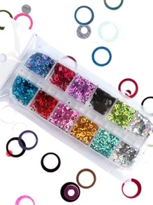 1box Ultra-Thin Holographic Round Sequins Colorful Mixed Size Nail Glitter Laser Hollow Circle Paillette Set For Nail Art Decorations - Multicolor - View 3