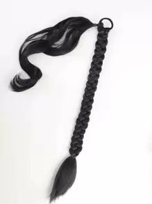 長款編織馬尾辮延長辮30寸黑色圍裹式接髮馬尾自然柔軟合成纖維發片適合女士