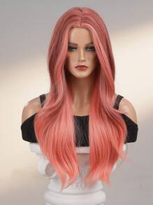 HAIRCUBE Nữ Tóc Giả 28 Inch Ombre Hồng Dài Xoăn Lượn Sóng Tóc Giả Chia Tay Giữa Tóc Tổng Hợp - Ombre - Xem 7