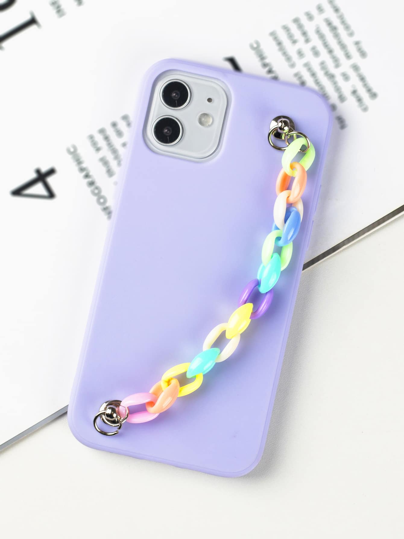 Einfarbige Handyhülle & Kette Design, Handriemen