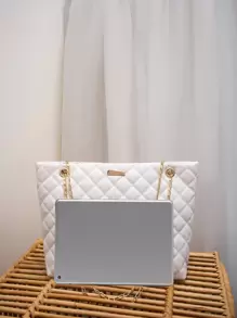 女士时尚托特包，绗缝大容量链条托特包，百搭女士手提包，简约风格单肩托特包