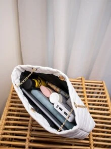 女士时尚托特包，绗缝大容量链条托特包，百搭女士手提包，简约风格单肩托特包