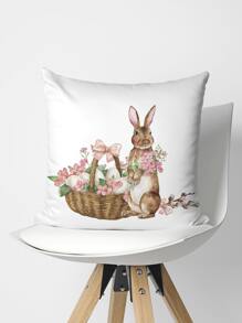 1 Thỏ & Họa Tiết Hoa Trang Trí Ném Gối, Vải Dễ Thương Đệm Cho Phòng Khách, Trang Trí Nhà Cửa - Nhiều màu - Xem 1