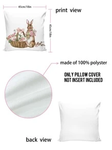 1 Thỏ & Họa Tiết Hoa Trang Trí Ném Gối, Vải Dễ Thương Đệm Cho Phòng Khách, Trang Trí Nhà Cửa - Nhiều màu - Xem 3
