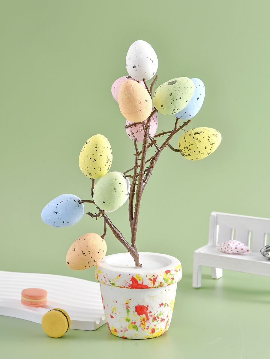 1pc Plastic Decoration Craft, Creative Egg Design Festival Decoration For Easter Day - Multicolor - View 1