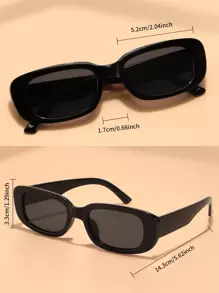1 Par de Óculos de Sol Retangulares Pretos Minimalistas, Adequado para Pesca, Viagem, Esporte, Direção, Roupas de Férias, Acessórios de Verão, Praia, Festivais de EDM, Passeios Casuais, Férias, Passeios Familiares, Moda Elegante, Estilo de Rua, Estilo Esportivo, Festas, Atividades ao Ar Livre, Férias, Proteção Solar, Proteção UV, Golfe, Caminhada, Atividades ao Ar Livre para Férias na Praia, Exterior, Viagem