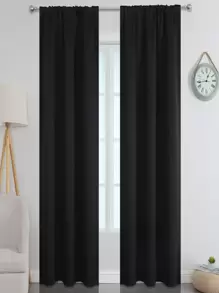 Estelar Textiler 黑色單片窗簾臥室和客廳極簡主義滌綸單片遮光窗簾 - 黑色 - 查看 1