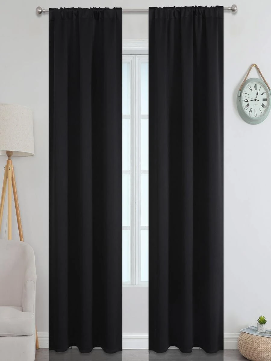 Estelar Textiler 黑色單片窗簾臥室和客廳極簡主義滌綸單片遮光窗簾 - 黑色 - 查看 1