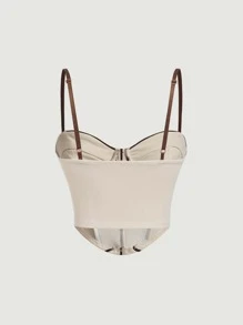 SHEIN MOD Top de tirantes bustier unido en contraste - Albaricoque - Ver 2