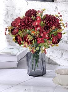 1/3PCS 人造花丝茶玫瑰花束菊花塑料植物新娘花束情人节假植物婚礼装饰 DIY 花环材料，新娘手捧花装饰配件，婚车装饰，门楣拱门装饰，家居，餐厅，卧室，花瓶装饰，生日派对装饰材料新年礼物，情人节，礼物 - 彩色 - 查看 6