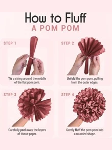 18入組/套紙巾紙絨球婚禮派對浪漫花朵細節紙花球 - 紅色 - 查看 3