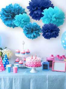 18入組/套紙巾紙絨球婚禮派對浪漫花朵細節紙花球 - 紅色 - 查看 4