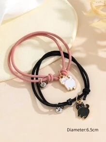 2入組/套情侶貓吊墜手環