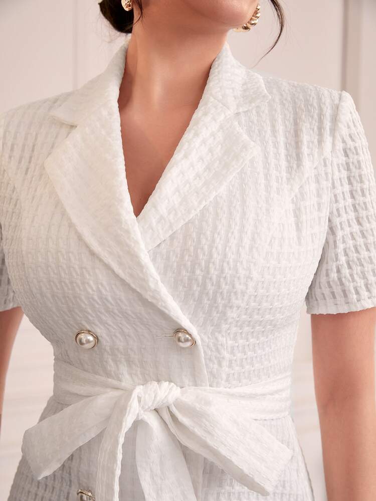 Lapel Collar Belted Dress