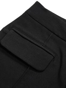 DAZY 素色九分直筒褲 - 黑色 - 查看 8